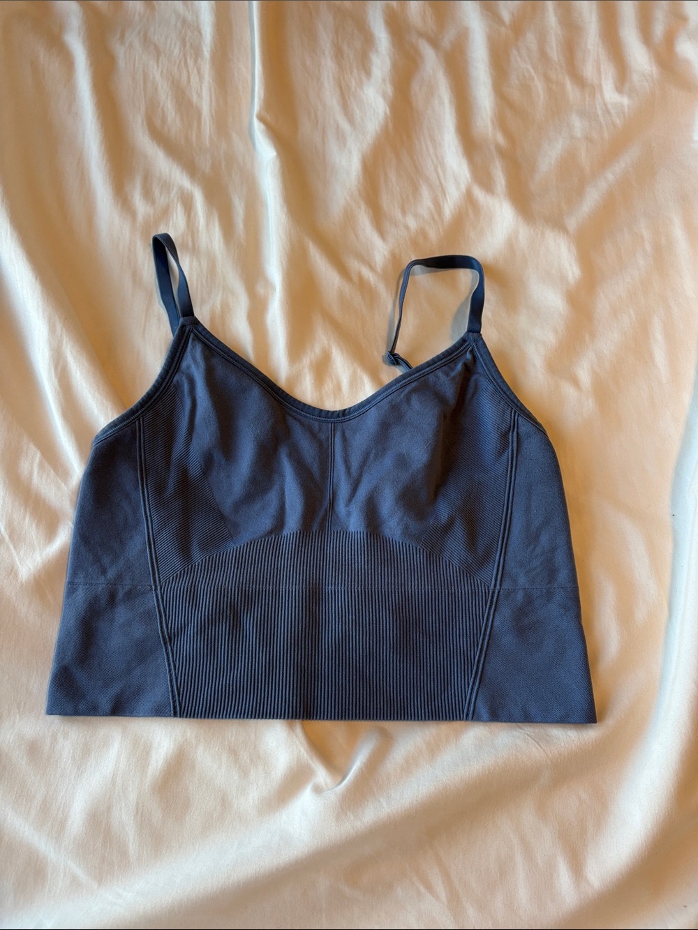 all in motion navy seamless ribbed longline bralette